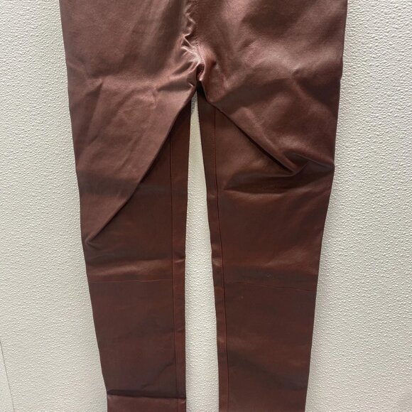 NEW SPRWMN Women's High-Waisted Leather Ankle Leggings Brown Size 29 x 28 - Picture 5 of 12